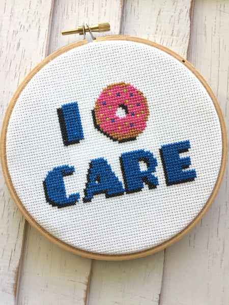 I Donut Care Doughnut Counted Cross Stitch DIY KIT