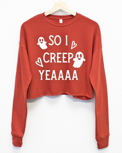 So I Creep Yeaaa Halloween Cropped Sweatshirt
