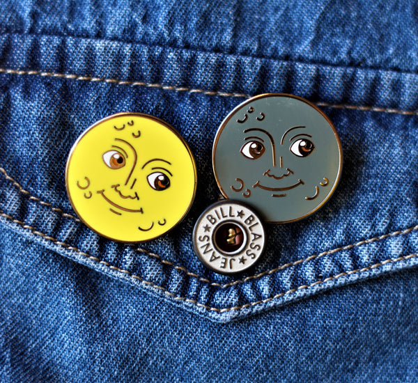 Moon Emoji – New Moon & Full Moon Enamel Pins 🌚